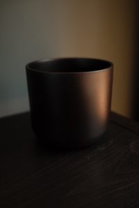 Elegant, modern black ceramic indoor planter